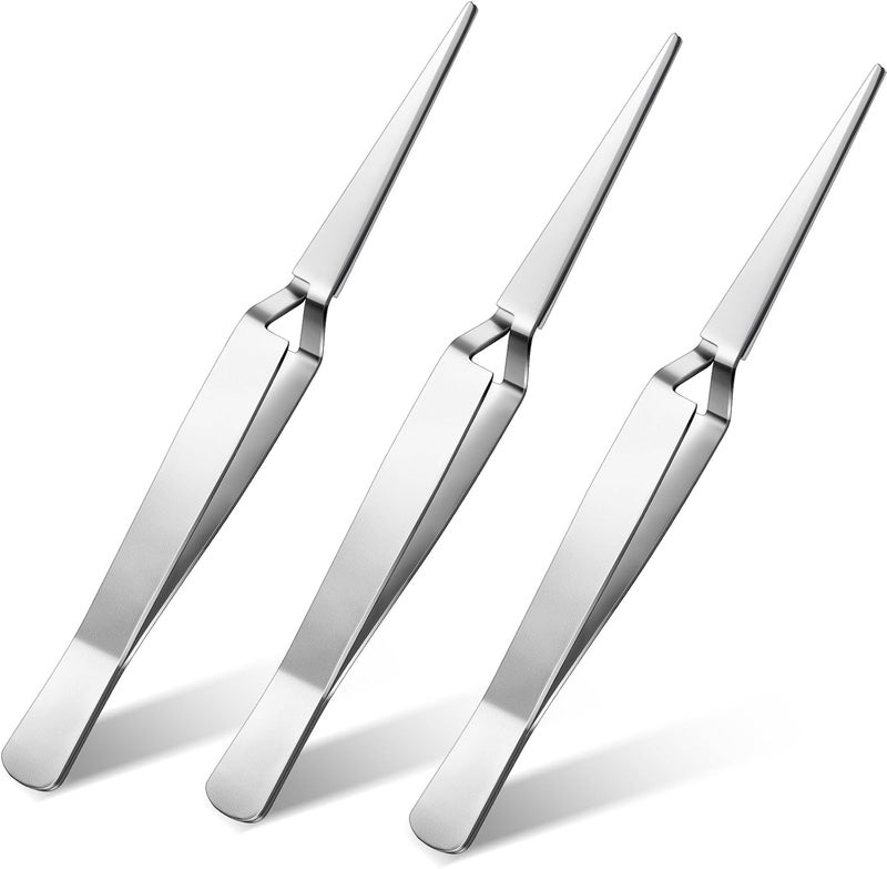 Minatee 3 Pieces Reverse Tweezers for Crafting Cross Locking Electronics Tweezers Reverse Action Forceps Tension Stainless Steel Craft Jewelry Electronics Laboratory - Image 1